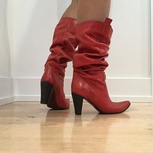 Hot red slouchy boots